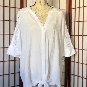 Alfani Plus Size Crochet Tir Front Blouse